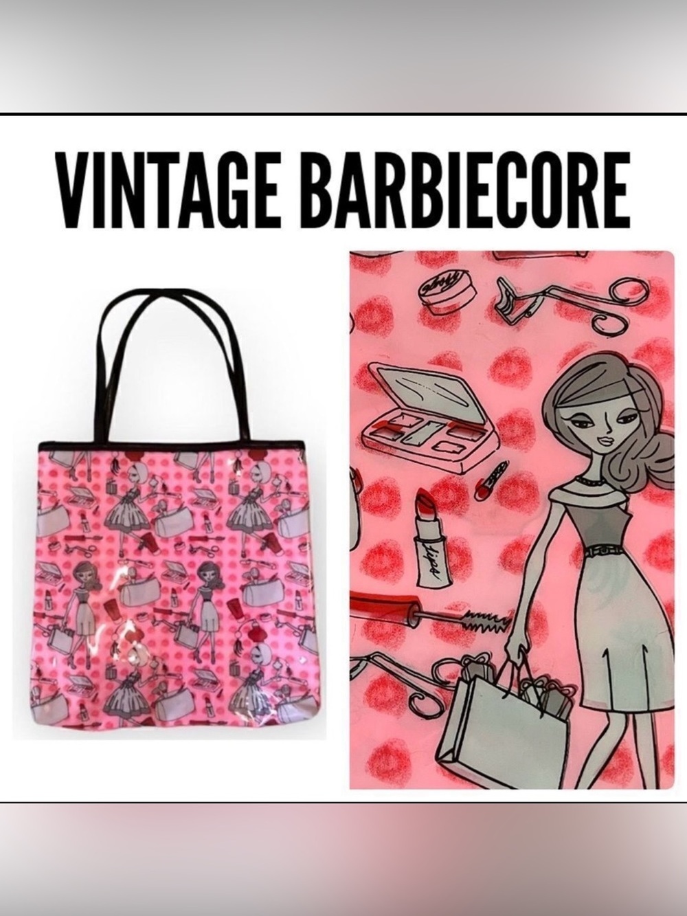 ‎Vintage Pink Barbiecore Vinyl Make-Up Tote